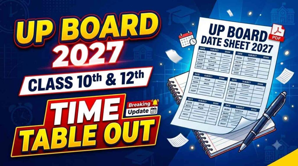 UP Board Time Table 2027, UP Board 10th Time Table 2027, UP Board 12th Time Table 2027, UPMSP Exam Date 2027, UP Board Date Sheet 2027 PDF, UP Board High School Exam Date, UP Board Intermediate Exam Date, UPMSP Official Website