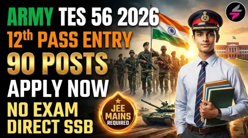 Indian Army TES 56 Recruitment 2026, Indian Army 10+2 TES 56 Online Form 2026, Army TES 56 Notification 2026, Indian Army TES 56 Apply Online, TES 56 Eligibility 2026, Indian Army TES Vacancy 2026, Army TES Age Limit 2026, Indian Army 12th Pass Recruitment 2026, TES 56 Selection Process, Indian Army Technical Entry Scheme 2026, Indian Army Officer Recruitment 2026, TES 56 JEE Main Requirement, Indian Army PCM Recruitment 2026, Army TES Salary, Indian Army TES SSB Interview, Army TES 56 Last Date, Sarkari Result Army TES 56, Indian Army Recruitment 2026