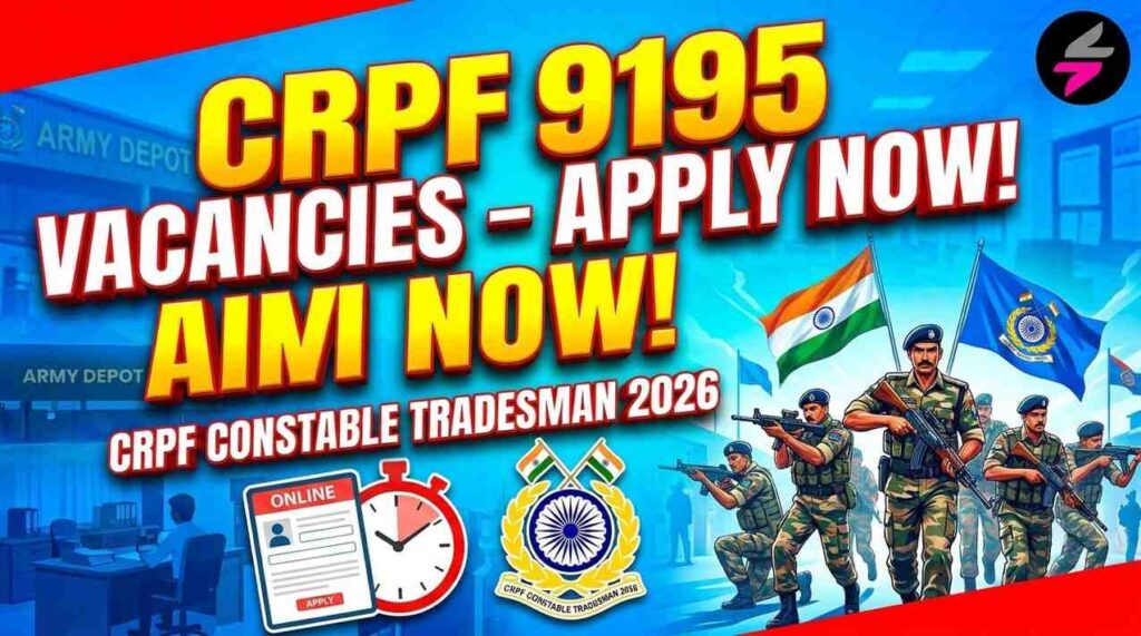 CRPF Constable Tradesman Recruitment 2026, CRPF Recruitment 2026, CRPF Tradesman Online Form, CRPF Driver Vacancy 2026, CRPF Technical Constable Jobs, CRPF 10th Pass Jobs 2026, Central Reserve Police Force Jobs, CRPF Bharti 2026, CRPF Tradesman Admit Card 2026, CRPF PET PST Exam 2026