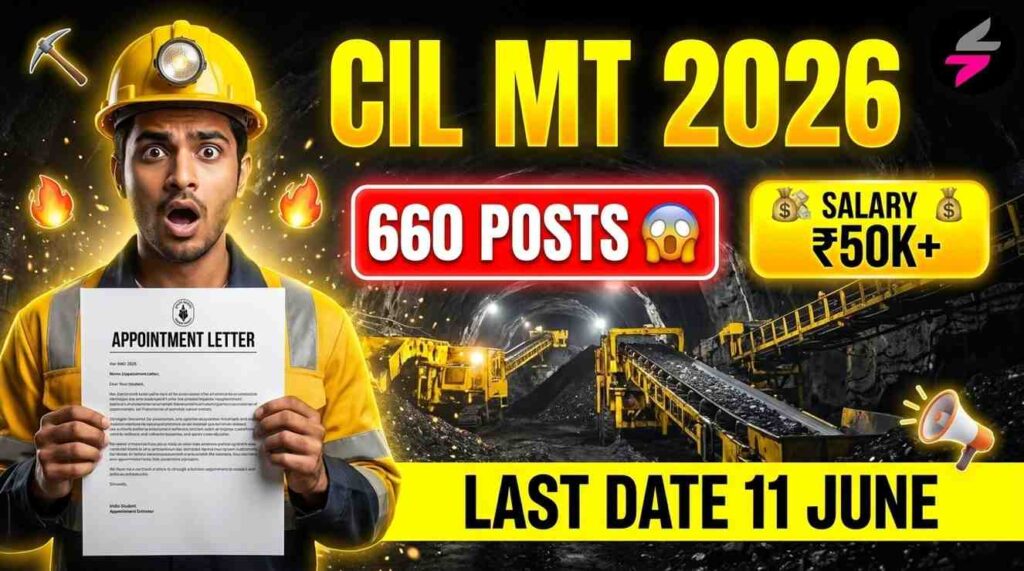 Coal India MT Recruitment 2026, CIL MT Online Form 2026, PSU Jobs 2026 India, Coal India Vacancy 2026, CIL Management Trainee Apply Online, Engineering Govt Jobs 2026, CIL MT Eligibility, CIL Exam Date 2026, PSU Recruitment India 2026, Sarkari Result CIL MT, Coal India Jobs 2026, CIL MT Last Date, CIL MT Salary, Govt Jobs for Engineers 2026