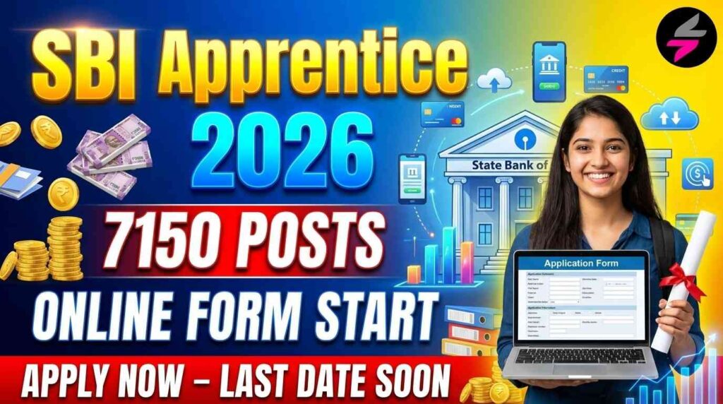 SBI Apprentice Recruitment 2026, SBI Apprentice Online Form 2026, State Bank of India Apprentice Notification 2026, SBI Apprenticeship 7150 Posts, SBI 1-Year Training, SBI Eligibility 2026, SBI Age Limit, SBI Apply Online 2026, SBI Written Test 2026, SBI Language Test, SBI Medical Exam, Sarkari Result SBI Apprentice, Government Banking Jobs 2026