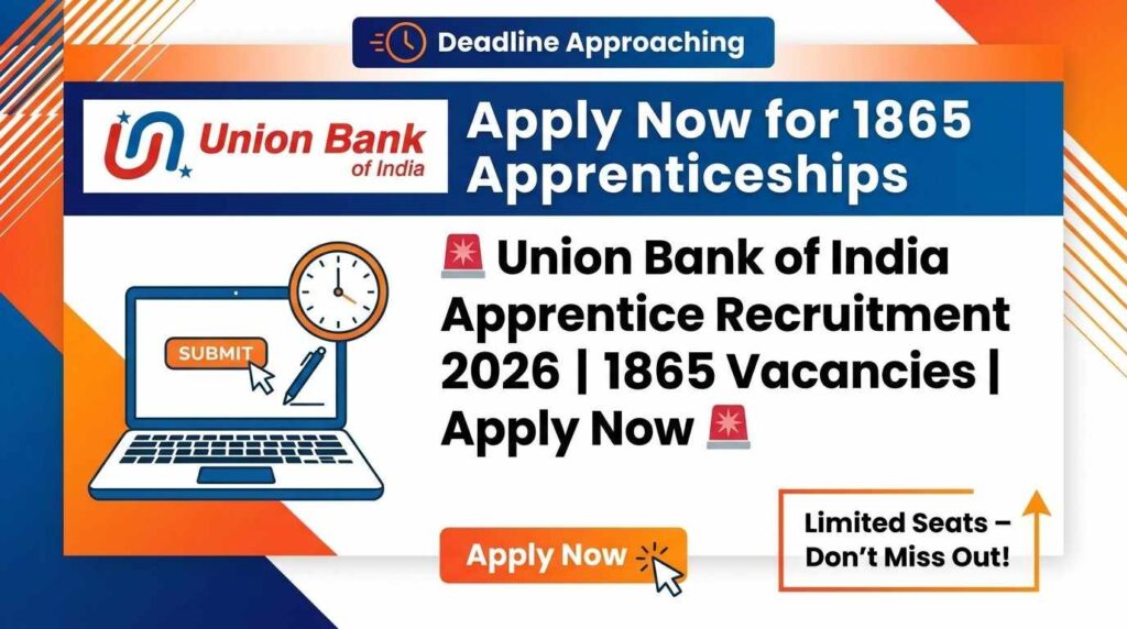 Union Bank of India Apprentice, UP Apprentice Recruitment 2026, Union Bank Apprentice vacancies, Union Bank of India recruitment, 1865 Apprentice posts, Union Bank 2026 recruitment, Apprentice recruitment India, Union Bank apprentice eligibility