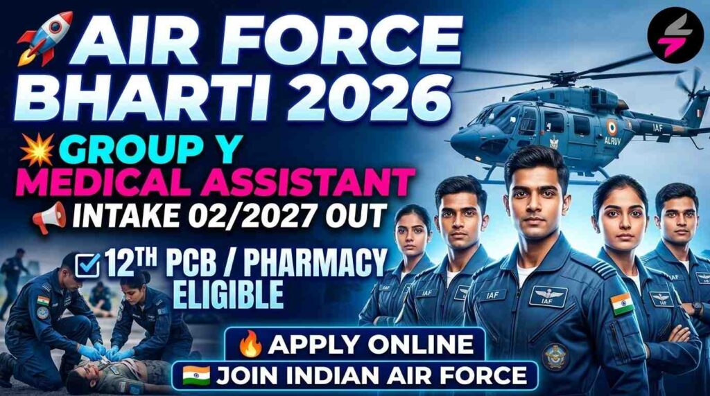 Indian Airforce Group Y Medical Assistant Recruitment 2026, Airmen Intake 02/2027 Online Form, Air Force Medical Assistant Vacancy 2026, Indian Air Force Group Y Notification 2026, Air Force Medical Assistant Eligibility, Air Force Medical Assistant Exam Date 2026