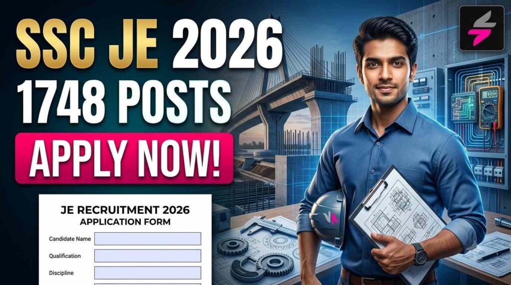 SSC JE Recruitment 2026, SSC Junior Engineer Recruitment 2026, SSC JE Online Form 2026, SSC JE Vacancy 2026, SSC JE 1748 Posts, SSC JE Apply Online 2026, SSC JE Notification 2026, SSC JE Exam Date 2026, SSC JE Eligibility 2026, SSC JE Civil Electrical Mechanical Recruitment 2026, SSC JE Paper 1 2026, SSC JE Paper 2 2026