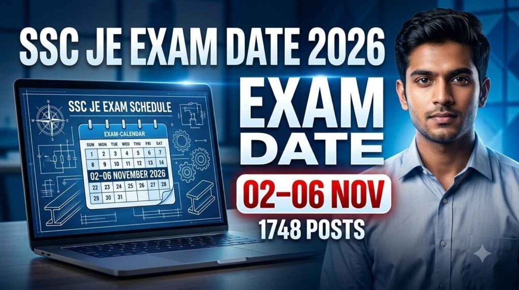 SSC JE Exam Date 2026, SSC Junior Engineer Exam Date 2026, SSC JE 2026, SSC JE Paper 1 Exam Date 2026, SSC JE Paper 2 Exam Date 2026, SSC JE Exam 2026, SSC JE 1748 Posts, SSC JE Recruitment 2026, SSC JE Admit Card 2026, SSC Junior Engineer Recruitment 2026, SSC JE Exam Schedule 2026, SSC JE Paper 1 2026